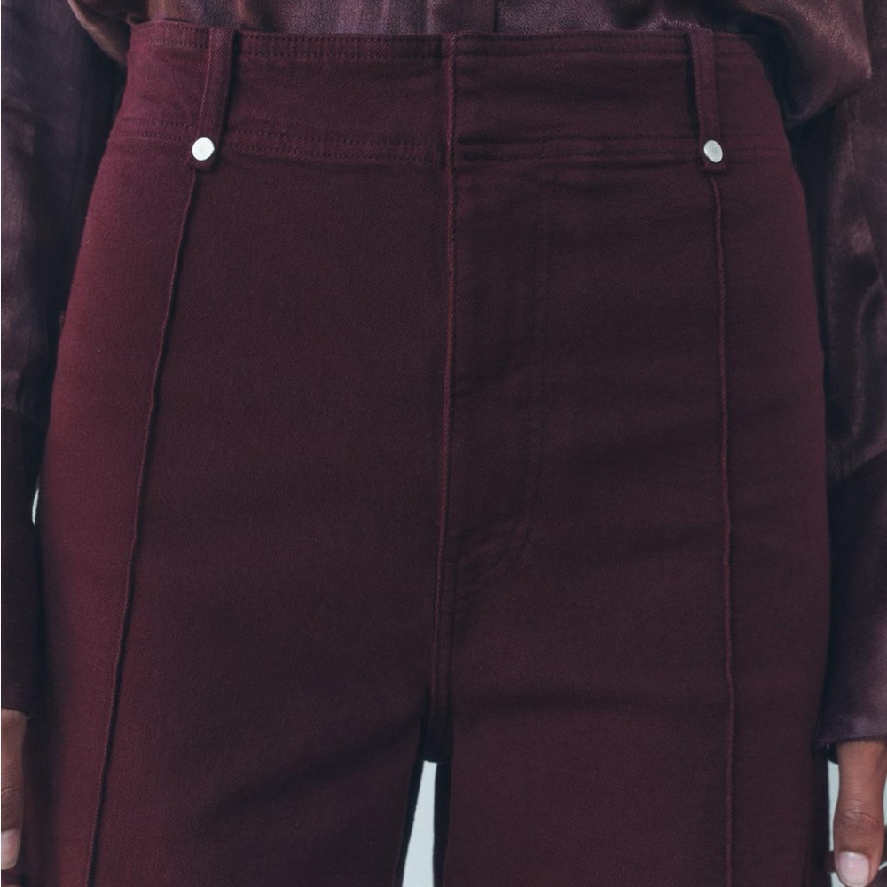 Zara Burgundy Wide Leg Pants - Picture 6 of 12